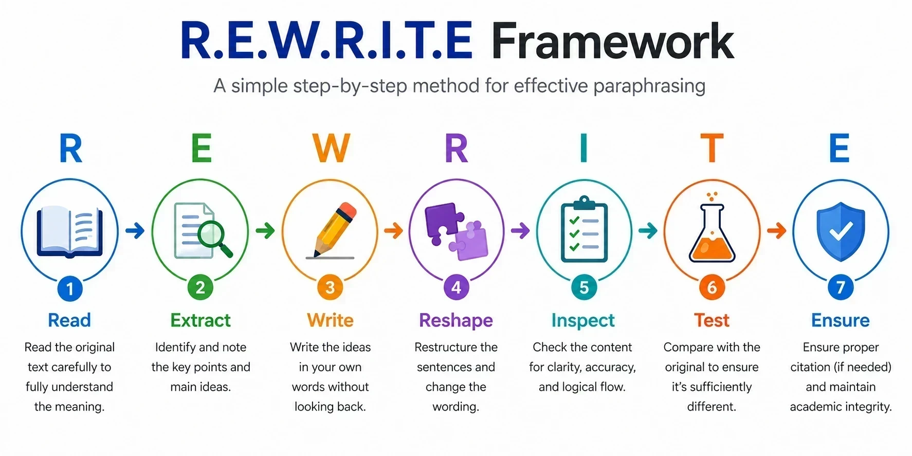 R.E.W.R.I.T.E method for safe paraphrasing without plagiarism