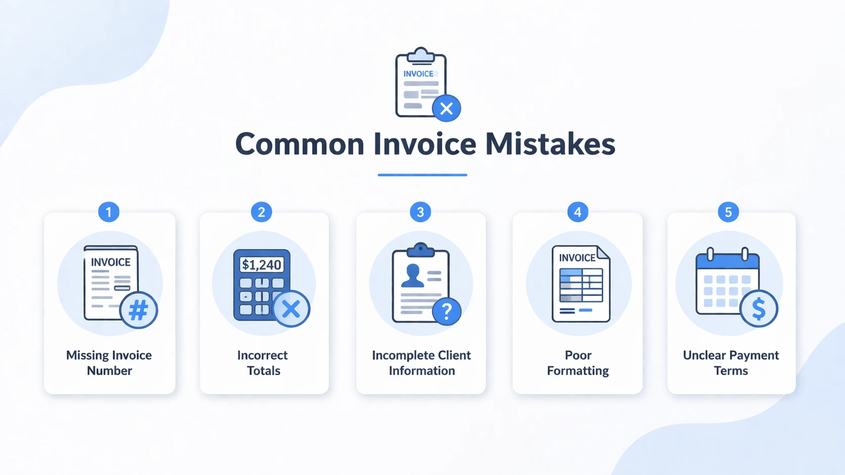 infographic showing common invoice mistakes that delay payments

